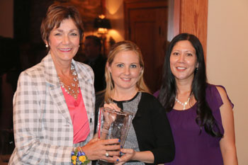 Shown accepting the Holly Rader Advanced Practice Award is Bonnie Cunningham, left, with Elizabeth Wilson, last year’s recipient in center, and Holly Rader, right.