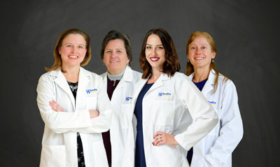 Shown (left to right) are Amy Robinson, MD; Cynthia Lowe, MD; Gina Facciolo, DO; and Elisa Montross-Lopez, MD.