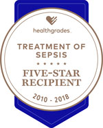 Healthgrades Award for Five Star Treatment of Sepsis 2010 to 2018