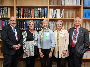 Health Sciences Librarian Jean Winstead (center) is the recipient of Beebe Healthcare’s November 2018 L.O.V.E. Letter. Also pictured from left to right are Rick Schaffner, Chief Operating Officer; Ellen Tolbert, Director, Case Management; Karen Pickard, P