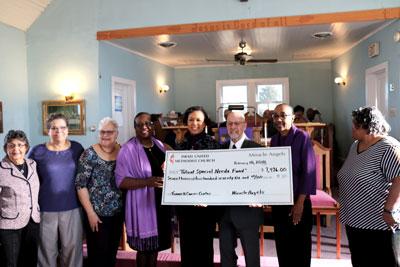 Miracle Angels: (Shown left to right): Carolyn A. Morris; Betty J. Streett; Sandra Neal; Rev. Marjorie Belmont-Burns; Shorel Clark; Barry Hamp, Executive Director of Beebe Healthcare’s Tunnell Cancer Center; Joyce Rickards; and Lorie Hopkins.