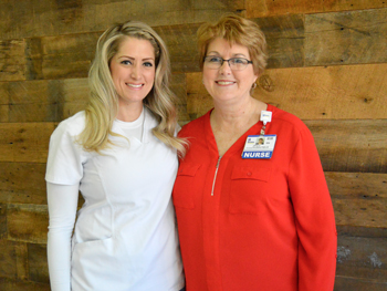 Shown (left to right) are Angela Strong and Tracy Bell, School of Nursing Program Coordinator.