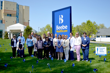 Beebe team members plant pinwheels for Child Abuse Prevention Month