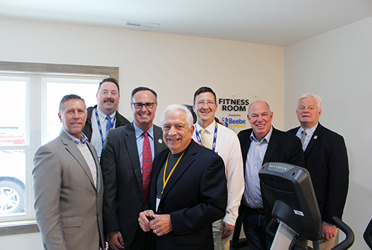 From left to right, Rep. Steve Smyk, Tim Phelps, Manager, Physical Rehabilitation Services, Sen. Ernie Lopez, Andy Zamini, Board President, Joe Skocypec, Director of Physical Rehabilitation Services, Rep. Pete Schwartzkopf, and Lewes Mayor Ted Becker, pos