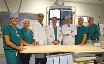 Ravin Davidson, Cardiac Cath Registered Tech, Amy Bradshaw, Cardiac Cath Registered Tech, Dr. Malick Islam, Dr. Georges Dahr, Dr. Mouhanad Freih, Jeff Hudson, RN, and Curtis Trapp, RN.