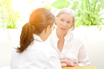 Woman talking to her doctor