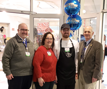 Pictured from left to right are Rick Schaffner, Chief Operating Officer; Kathi Fryling, Director of Support Services; Dietary Assistant Brian Wells, the recipient of Beebe Healthcare’s February 2019 L.O.V.E. Letter; and Jeffrey M. Fried, President and CEO Pictured from left to right are Rick Schaffner, Chief Operating Officer; Kathi Fryling, Director of Support Services; Dietary Assistant Brian Wells, the recipient of Beebe Healthcare’s February 2019 L.O.V.E. Letter; and Jeffrey M. Fried, President and CEO