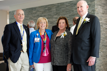 Jeffrey Fried, President & CEO of Beebe Healthcare; Judy Aliquo, President & CEO of Beebe Medical Foundation, and Margaret H. and Randall Rollins, enjoy a moment after the unveiling of the historic gift.