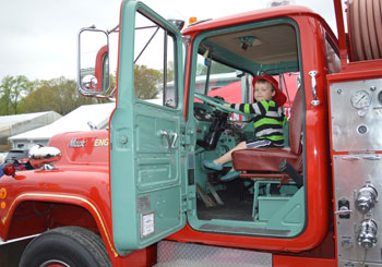 Ian Masche in fire truck