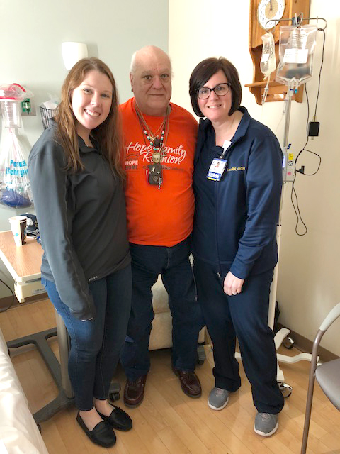 Amy Forkin of Bringing Hope Home, Chet Peden, a patient at Tunnell Cancer Center, and Lisa Henderson, RN, with Tunnell Cancer Center. Amy Forkin of Bringing Hope Home, Chet Peden, a patient at Tunnell Cancer Center, and Lisa Henderson, RN, with Tunnell Cancer Center.
