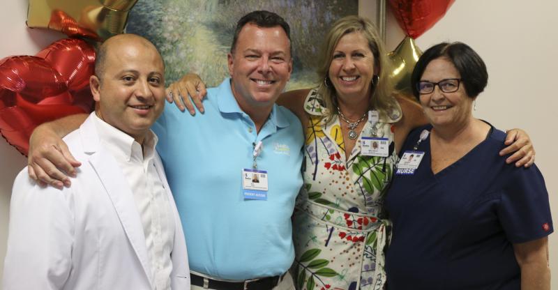 Shown Celebrating Excellent Care are (l-r) some of the Beebe team members who cared for Michele: Dr. Firas El Sabbagh, Sol Oxman, Michele Seiler and Sherry Daisey. Shown Celebrating Excellent Care are (l-r) some of the Beebe team members who cared for Michele: Dr. Firas El Sabbagh, Sol Oxman, Michele Seiler and Sherry Daisey.