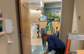 Jack Kirkpatrick assembles duct work for third floor of the Margaret H. Rollins Lewes Campus.