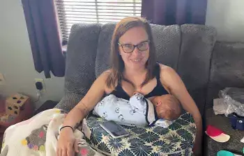 Caroline Sherman and her baby
