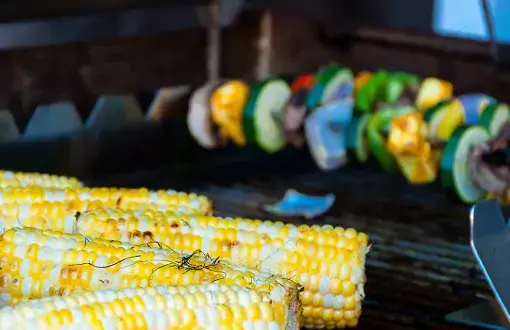 Grilled corn and vegetables