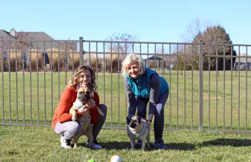 Joy and Jean with pugs