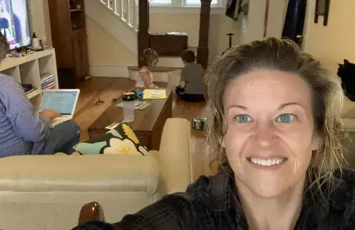 The scene at blogger Rachel Swick Mavity's home during quarantine.