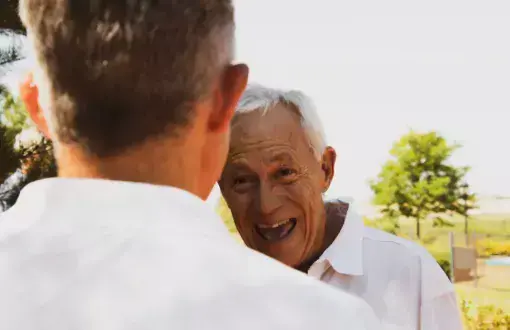 Man and friend out for golf after surgery