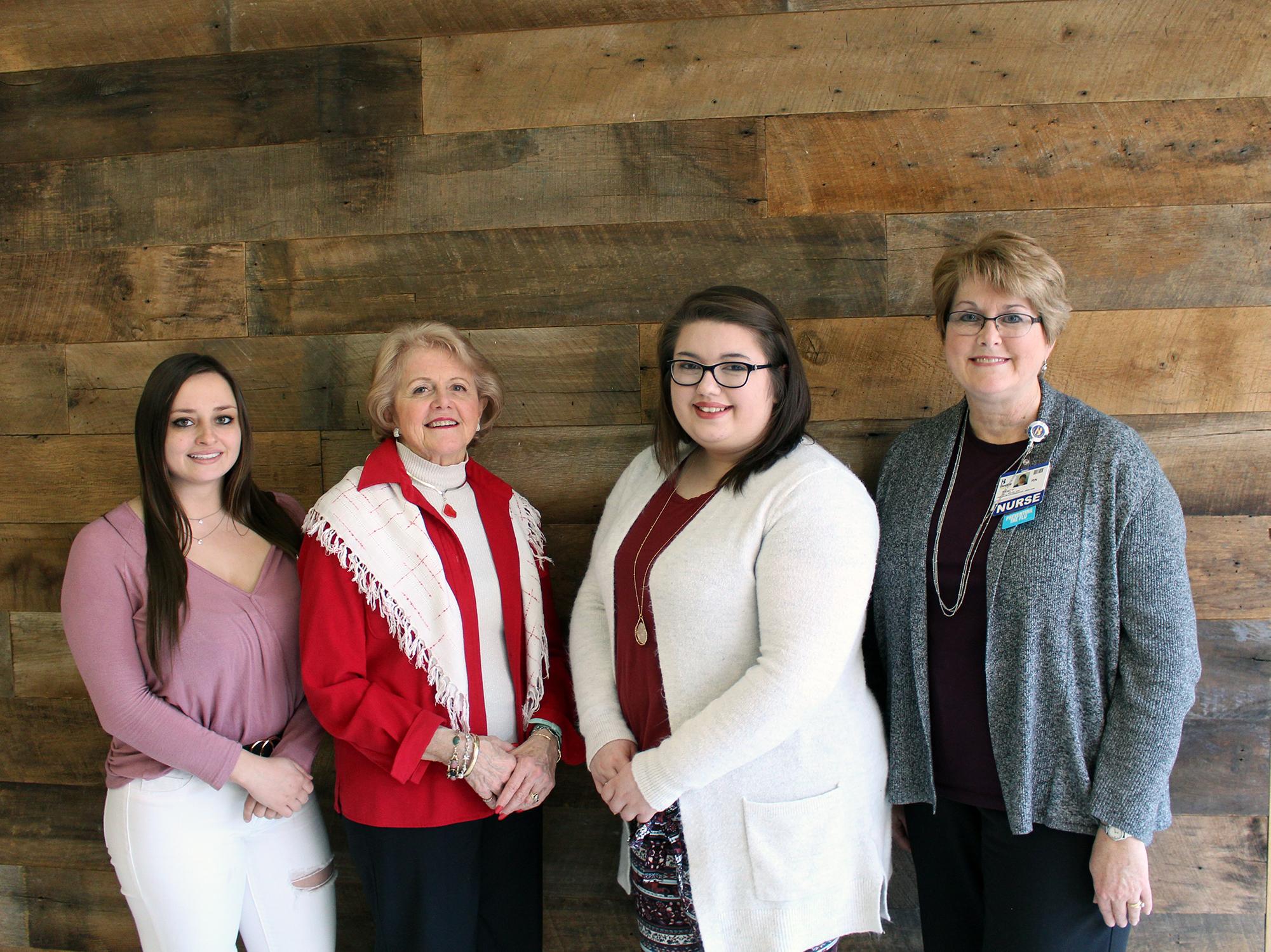 Melissa Woody of Frankford, Carole Suchanek, VIA President, Rebecca Arpie of Millsboro, and Tracy Bell, School of Nursing Program Coordinator.