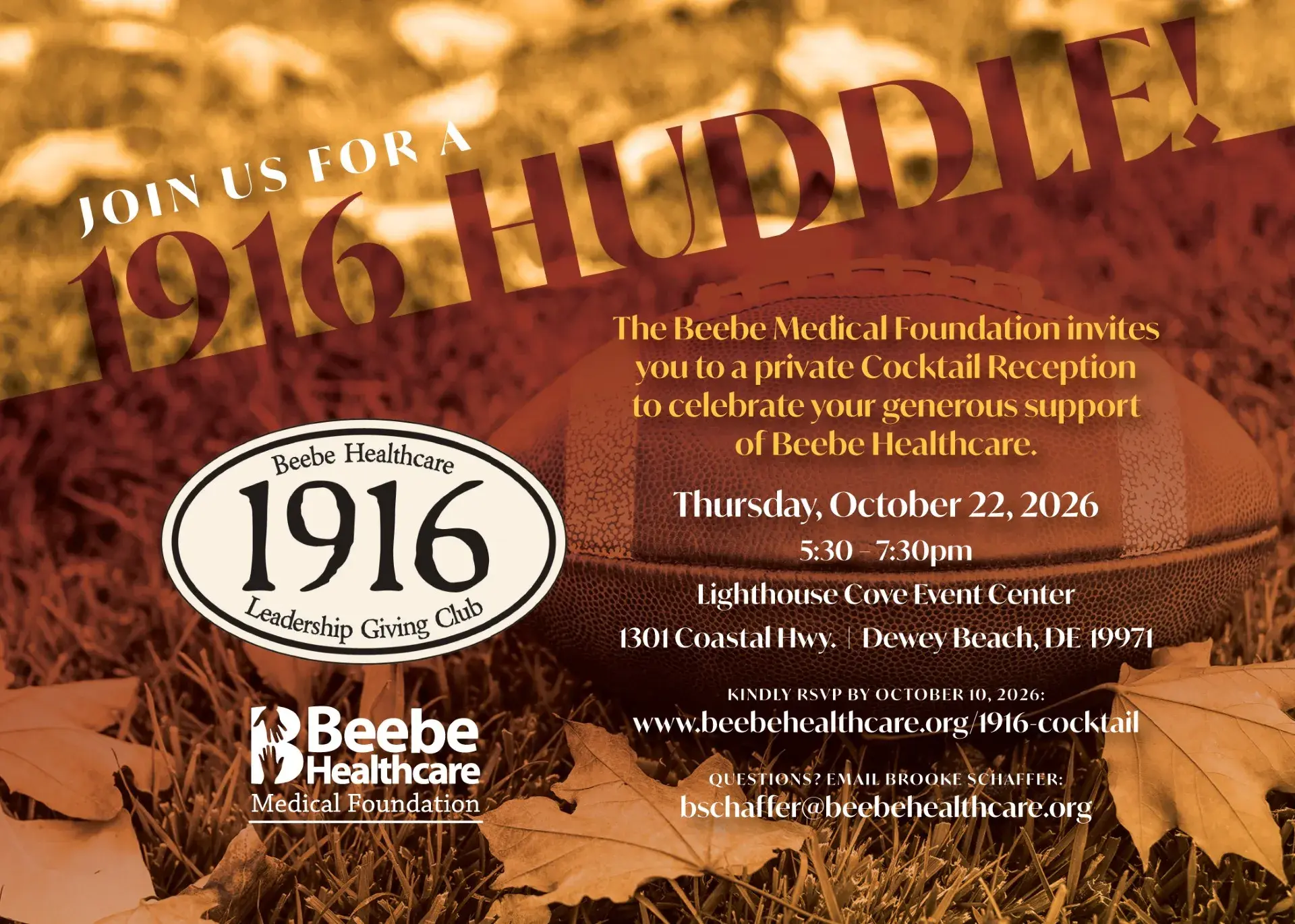 1916 Cocktail Reception - October 22 at Lighthouse Cove Event Center Dewey Beach
