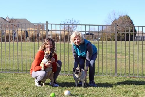Joy and Jean with pugs