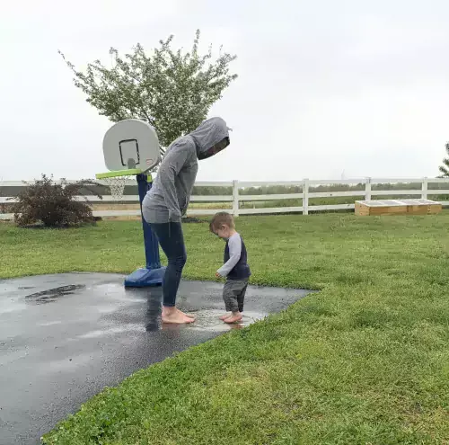 Reba playing with son