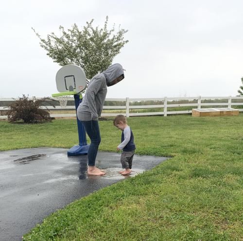 Reba playing with son