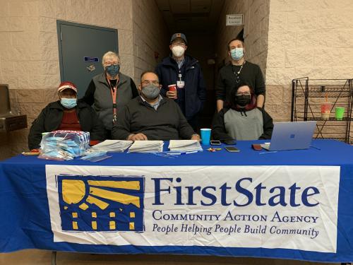 From left to right, Bernice Edwards of First State Community Action Agency, Mickie McManamon of Epworth, Bruce Wright of First State, Dr. David Tam, Beebe Healthcare, Dr. Bill Chasanov, Beebe Healthcare, and Jamie Sayler of First State.