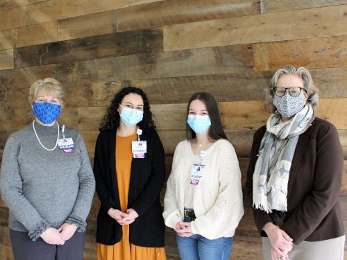 Shown (left to right) are Tracy Bell, Margaret H. Rollins School of Nursing Program Coordinator, Bridgette Blatzheim, of Dagsboro, Amaya Wright, of Milford, Kay Young, Executive Director of Development, Beebe Medical Foundation.