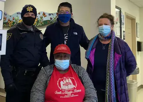 Dr Tam with partners Georgetown Police, La Esperanza, and First State Community Action during a vaccination event in Georgetown.