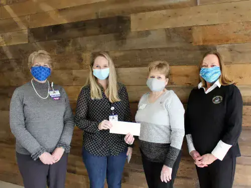 SON_Z_Club_Scholarship.jpg Tracy Bell, program coordinator for the Margaret H. Rollins School of Nursing; recipient Erin Bendler; and Suzanne Olkowski, education and libraries chair, and Lynn Barberi, vice president, GFWC Zwaanendael Women’s Club.