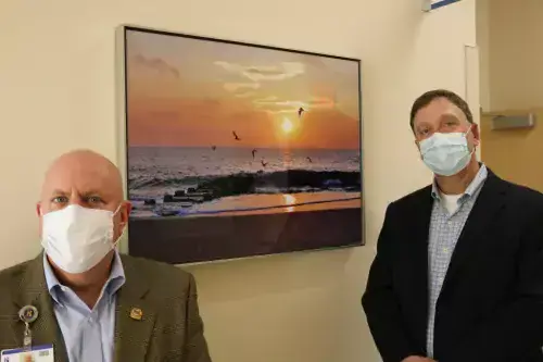 Charlie Burton and Tom Sunrise SC CC.JPG Tom Protack and Charlie Burton at South Coastal Health Campus