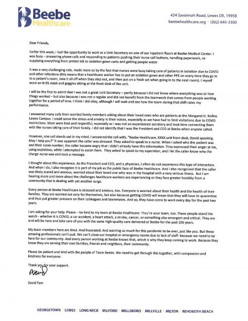 signed letter from Dr Tam