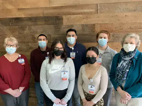 MHRSON_Scholarships.JPG Back row: Tracy Bell, Program Coordinator, School of Nursing, Drew Morris of Lewes, John Morris of Lewes, Marty Deery of Lewes, and Kay Young, Director of Development, Beebe Medical Foundation. Front row: Marissa Pommerenk of Harbeson and Madison Tuttle of Rehoboth Beach,