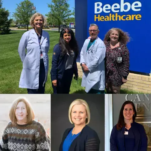 top nurses 2022.jpg From left to right in group photo, Bridget Buckaloo, MSN, RN, Shawna Mayles, RN, SANE, DE-CMHS, Denise Pecora, MSN, APRN, and Amy Linzey, BSN, RN. Bottom row from left to right: Lara Kwetkauskie, BSN, RN, CEN; Candidate for CVRN, Karen Pickard, DNP, MSN, RN, CNE, and April Comley, RN, BSN.