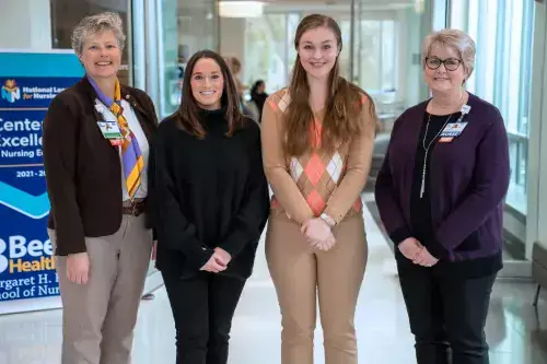 hopkinson_scholarship_son_20feb23_v1.jpg Photo Caption: Kay Young, Beebe Medical Foundation, Emily Rudis of Milford, Sara Wallace of Greenwood, and Tracy Bell, School of Nursing Program Coordinator.