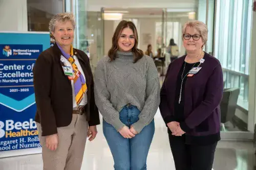 mhrson_scholarship_son_20feb23_v2.jpg From left to right, Kay Young, Beebe Medical Foundation, Marissa Malone, scholarship recipient, and Tracy Bell, School of Nursing Program Coordinator