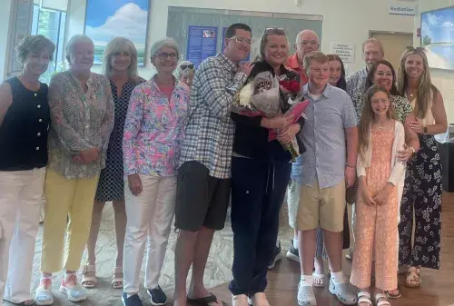 From left to Right: Lynn Kokjohn - Amy's cousin, Carol Stant- Amy's Mom, Polly Mervine-Amy's cousin, Donna Lord- amy's mother-in-law, William Lord-Amy's son, Amy Lord, Cooper Lord- Amy's Son, Frank Stant-Amy's Dad, Katie Hughes- Amy's niece, Bill Lord- Amy's father-in-law, Kristin Miller- Amy's friend, Allie Hughes-Amy's niece, Amy Hughes- Amy's sister-in-law