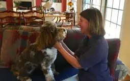Image file: The author's friend Pam with Mico.