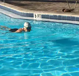 Content image: Morning swims are serious business. Image file: Morning swims are serious business.