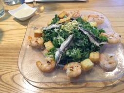 Content image: Healthy Kale Salad with Grilled Shrimp at Fork & Flask Image file: Healthy Kale Salad with Grilled Shrimp at Fork & Flask