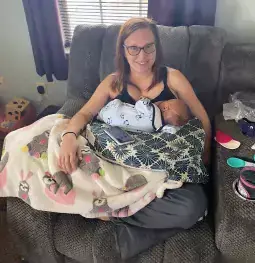 Caroline Sherman and her baby