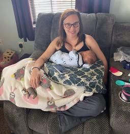 Caroline Sherman and her baby