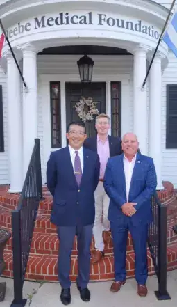 David Tam, Edward Chrzanowski, Thomas Protack.jpg Pictured (l-r): Dr. David Tam, President & CEO, Beebe Healthcare, Rehoboth Beach Commissioner, Edward Chrzanowski, Thomas J. Protack, President, Beebe Medical Foundation.